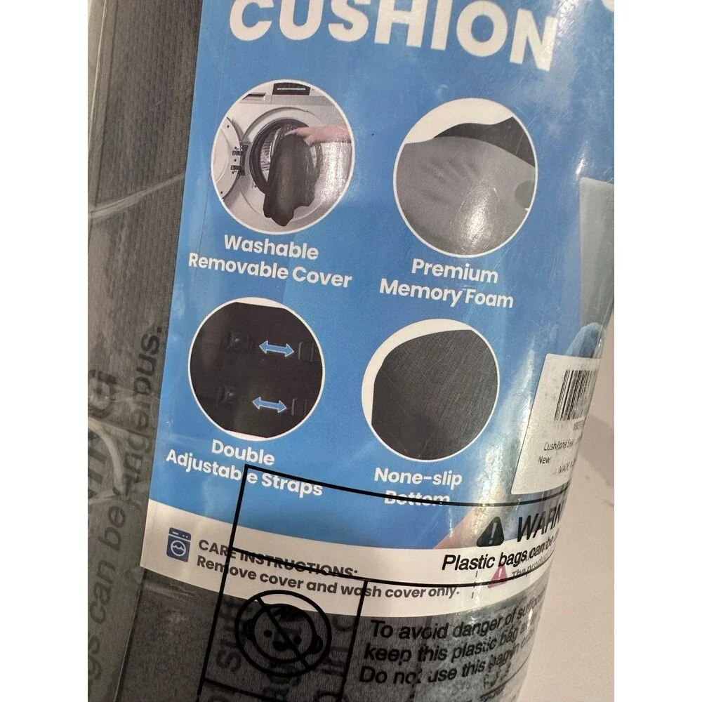 CushZone Memory Foam Seat Cushion & Back Support Gray NWT Washable Office Chair